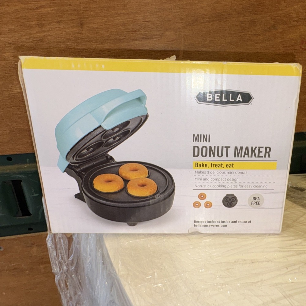 Bella Mini Donut Maker Electric 350W Non-Stick BPA Free 3-Donut Blue
